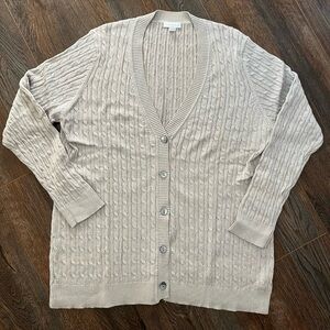 Charter Club silver cable knit cardigan sweater